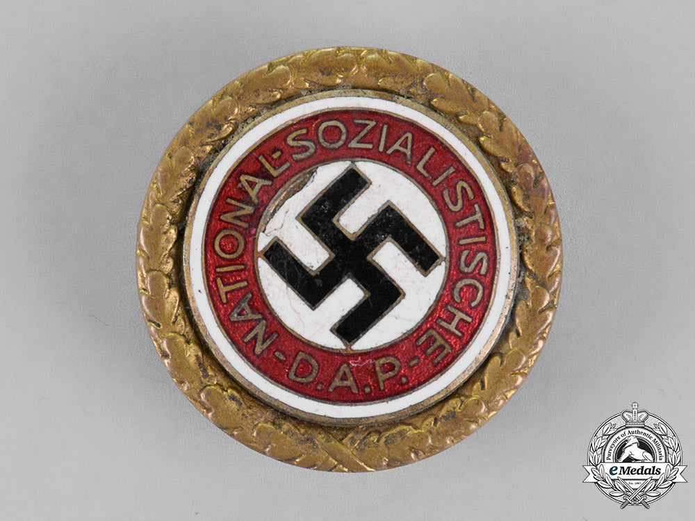 germany,_nsdap._two_nsdap_golden_party_badges_to_member69570._fritz_brünemann_m18_6796