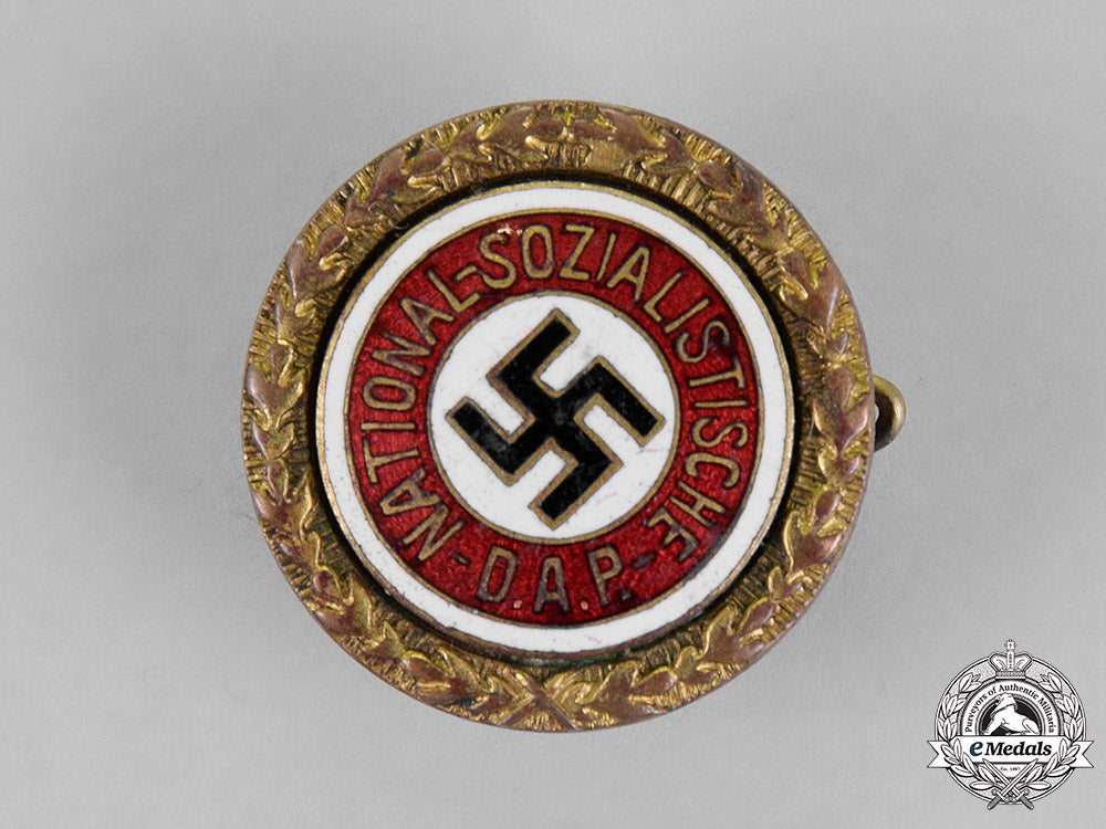 germany,_nsdap._two_nsdap_golden_party_badges_to_member69570._fritz_brünemann_m18_6799