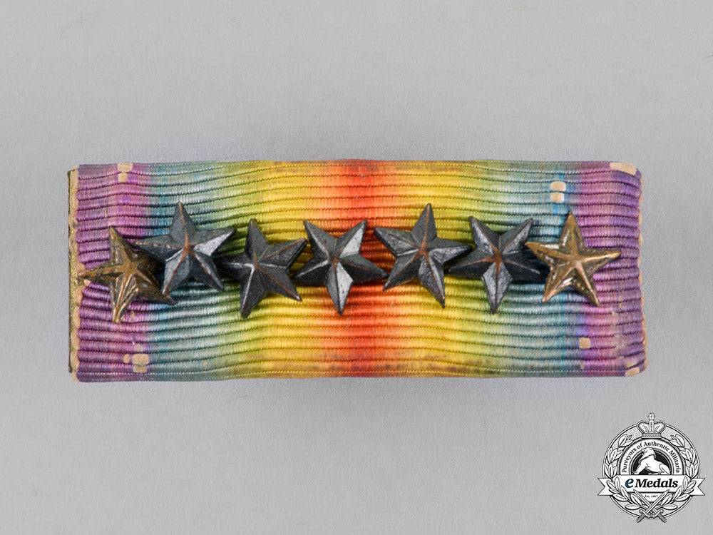 United States. A First War Victory Medal Ribbon Bar With Seven Bronze ...