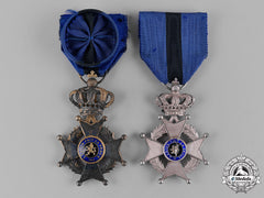 Belgium, Kingdom. Two Orders Of Leopold Ii, Iv Class Officer And V Class Knight