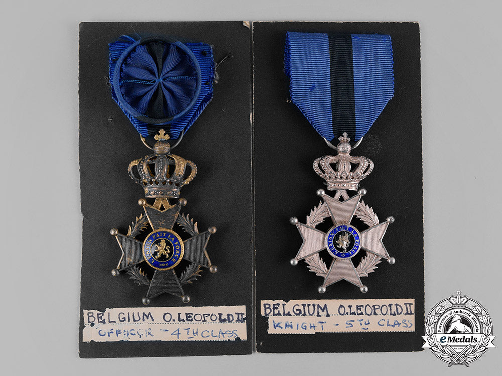 belgium,_kingdom._two_orders_of_leopold_ii,_iv_class_officer_and_v_class_knight_m19_0702