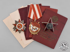 Russia, Soviet Union. A Group Of Medals And Citations To Leonid Mikhailovich Makarov