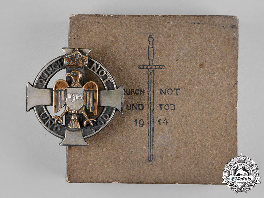 germany,_imperial._a_durch_not_und_tod_patriotic_badge,_by_h._steenaerts,_with_case_m19_1026