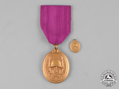 Germany, Weimar. A Bavarian Fire Brigade 40-Year Long Service Medal With Miniature, C.1933