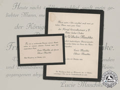 Germany, Weimar Republic. A Funeral Notice & Gratitude Card From The Family Of Generalleutnant Friedrich Wilhelm Maschke