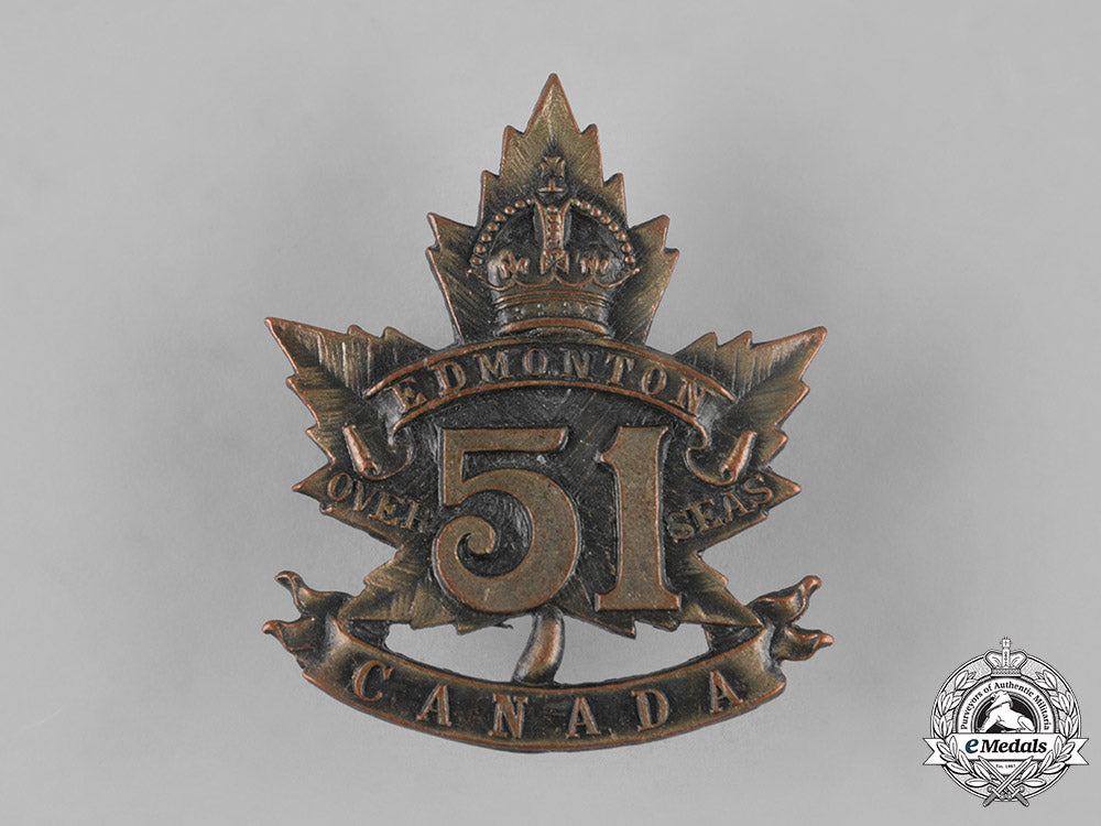 canada,_cef._a51_st_infantry_battalion"_edmonton_regiment"_cap_badge,_c.1915_m19_11290