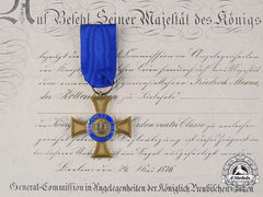 Prussia, Kingdom. A Crown Order, Iv Class To Friedrich Alexander Kottenkamp, By Hermann Julius Wilm