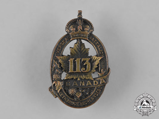 canada,_cef._a113_th_infantry_battalion"_lethbridge_highlanders"_cap_badge,_c.1915_m19_12018