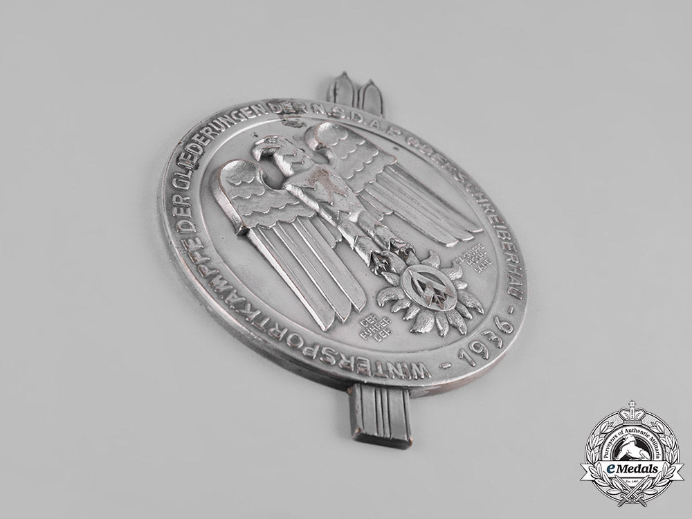 germany,_sa.1936_sturmabteilung_oberschreiberhau(_sa)_winter_sports_games_table_medal_dedicated_to_standartenführer_kuhn,_by_carl_poellath_m19_12487_1
