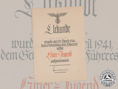 Germany, Hj. A 1941 Induction Certificate To Marianne Holte
