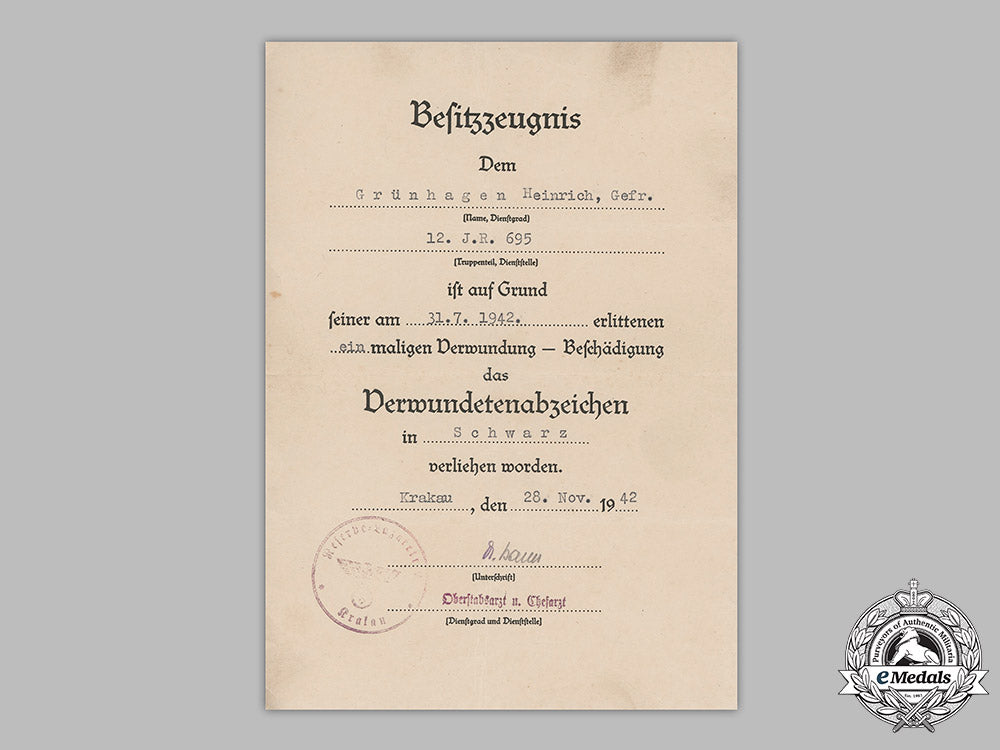 germany,_heer._three_award_documents_to_infantry_obergefreiter_heinrich_grünhagen(_ek2)_m19_1376