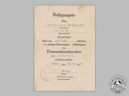 germany,_heer._three_award_documents_to_infantry_obergefreiter_heinrich_grünhagen(_ek2)_m19_1376