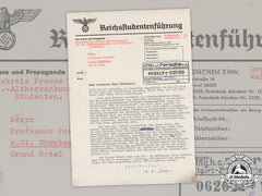 Germany, Ns-Altherrenbund. A Letter From Ns League To Automobile Developer Prof. Porsche, 1938