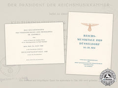 Germany, Third Reich. An Invitation To The 1939 Reich Days Of Music In Düsseldorf To Dr. Robert Haas