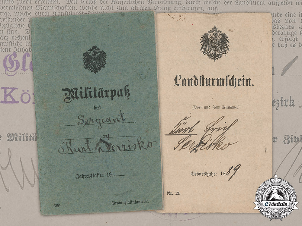 germany,_imperial._a_militärpaß_and_landsturmschein_to_sergeant_kurt_serzisko(_ek1)_m19_1779