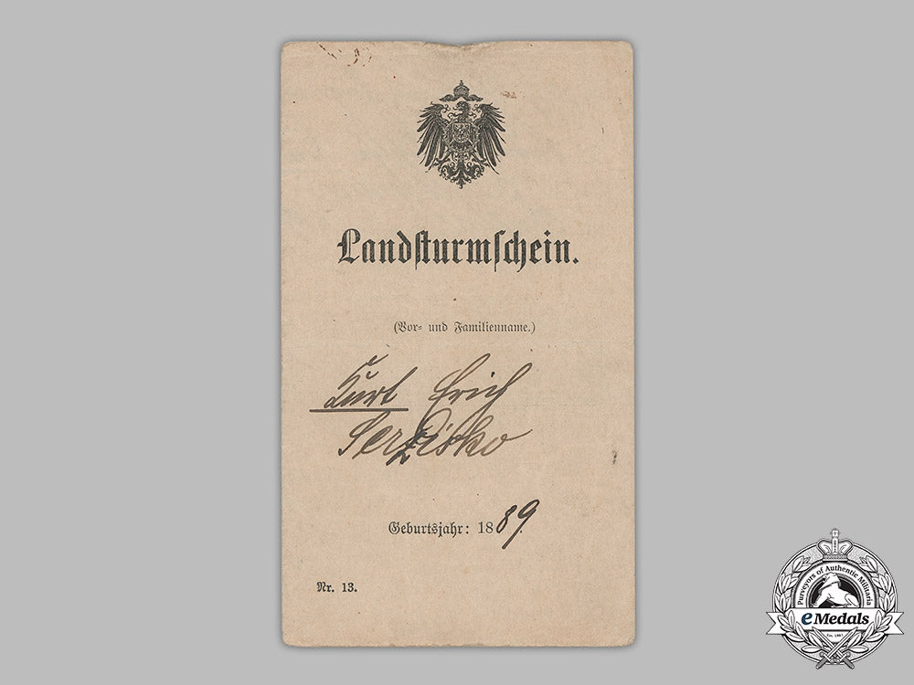 germany,_imperial._a_militärpaß_and_landsturmschein_to_sergeant_kurt_serzisko(_ek1)_m19_1780