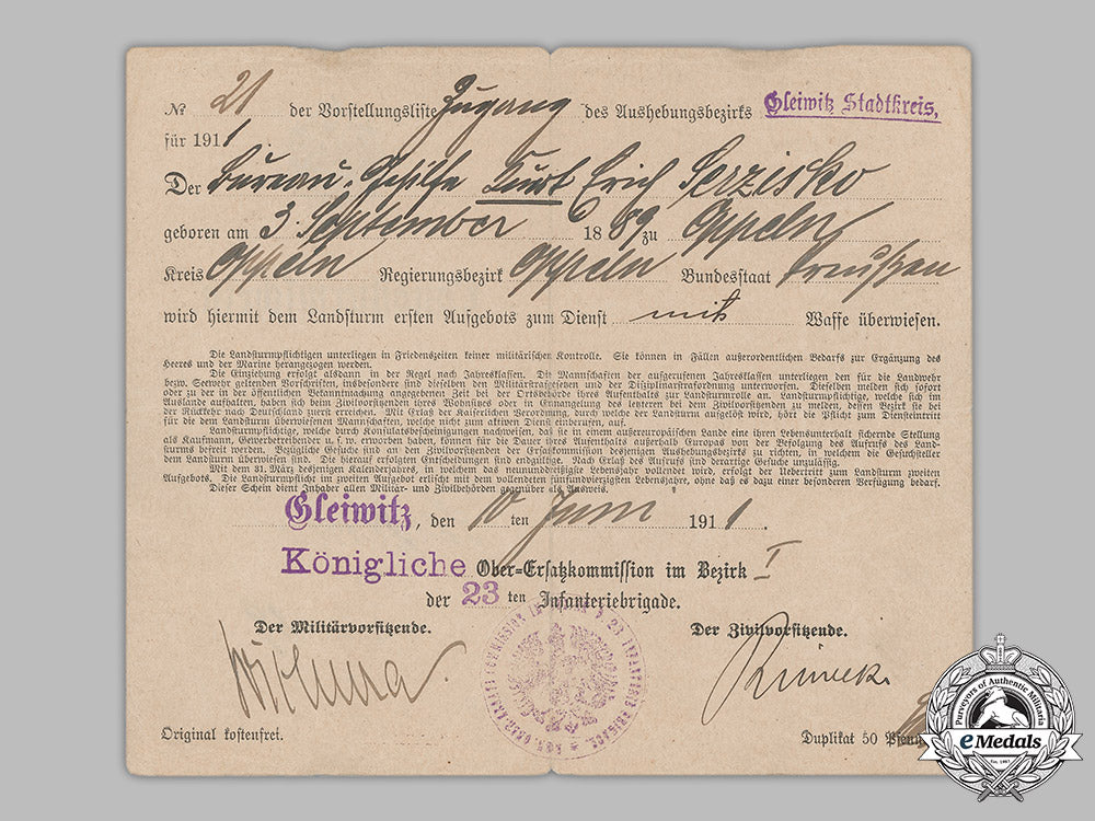 germany,_imperial._a_militärpaß_and_landsturmschein_to_sergeant_kurt_serzisko(_ek1)_m19_1781