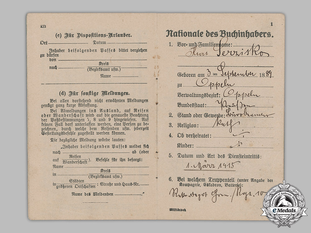 germany,_imperial._a_militärpaß_and_landsturmschein_to_sergeant_kurt_serzisko(_ek1)_m19_1784