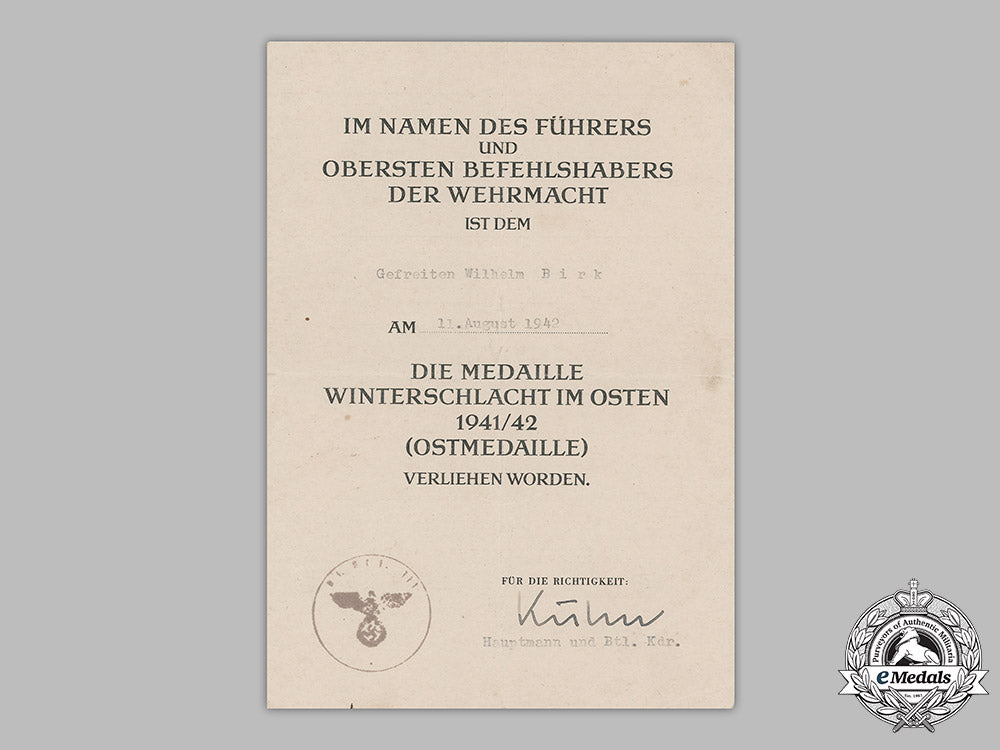 germany,_heer._award_documents_to_obergefreiter_wilhelm_birk(_ccc,_ek2)_m19_1795_1