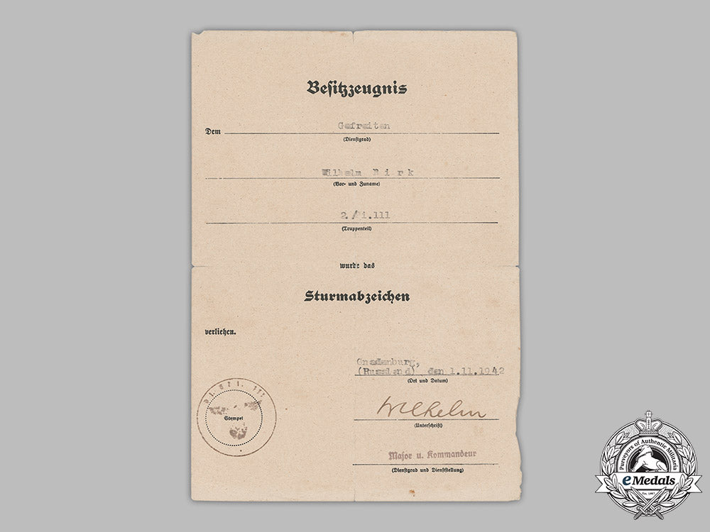 germany,_heer._award_documents_to_obergefreiter_wilhelm_birk(_ccc,_ek2)_m19_1796_1