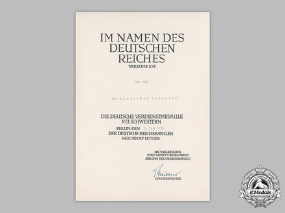 germany,_third_reich._an_eagle_merit_medal_with_swords_document_to_spanish_corporal_don_alejandro_sampedro,_c.1939_m19_1802