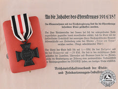 Germany, Third Reich. An Honour Cross Of The World War 1914/1918 For Non-Combatants, By Deschler & Sohn