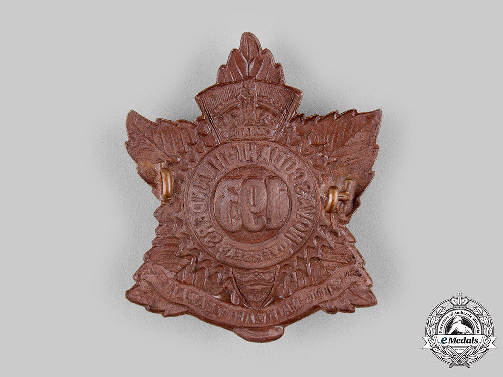 canada,_cef._a193_rd_infantry_battalion"_nova_scotia_highlanders"_glengarry_badge,_c.1916_m19_18629