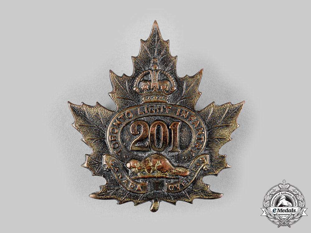 canada,_cef._a201_st_infantry_battalion"_toronto_light_infantry"_cap_badge,_c.1916_m19_18649