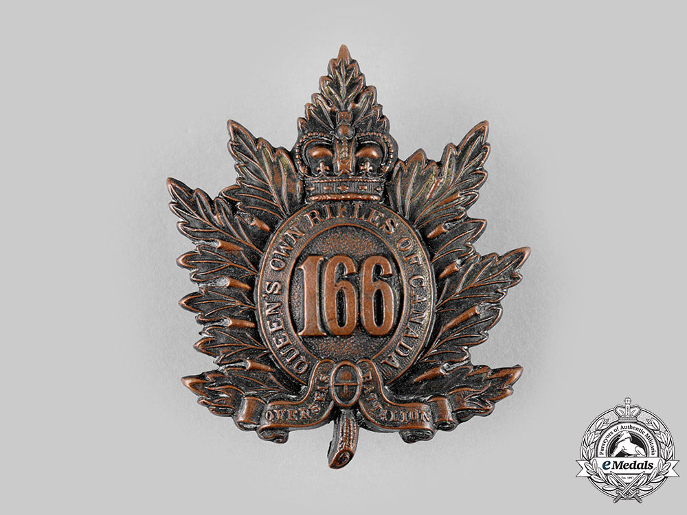 canada,_cef._a166_th_infantry_battalion"_queen's_own_rifles_of_canada"_cap_badge,_c.1915_m19_18715_1