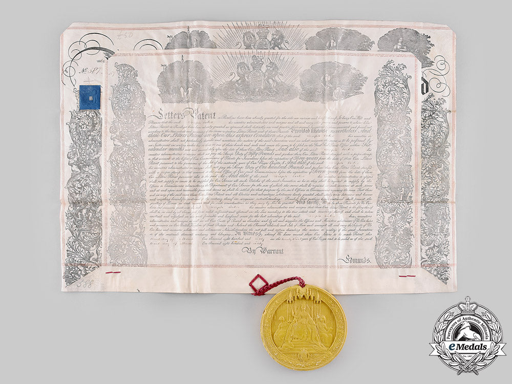 united_kingdom._a_patent_of_invention_with_great_seal_of_the_realm_to_joseph_eccles,_march1860_m19_18800