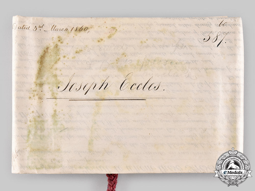united_kingdom._a_patent_of_invention_with_great_seal_of_the_realm_to_joseph_eccles,_march1860_m19_18802