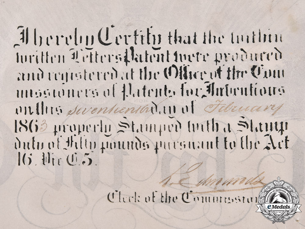 united_kingdom._a_patent_of_invention_with_great_seal_of_the_realm_to_joseph_eccles,_march1860_m19_18807
