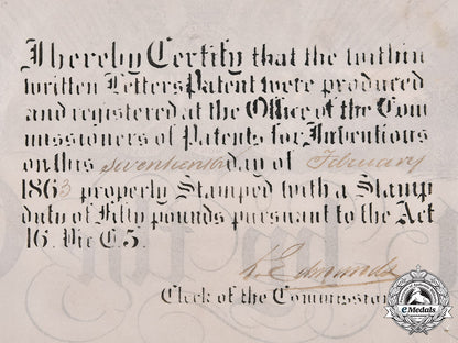 united_kingdom._a_patent_of_invention_with_great_seal_of_the_realm_to_joseph_eccles,_march1860_m19_18807