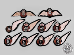 Canada, United Kingdom. A Lot Of Nine King's Crown Royal Canadian Air Force (Rcaf)/Royal Air Force (Raf) Badges