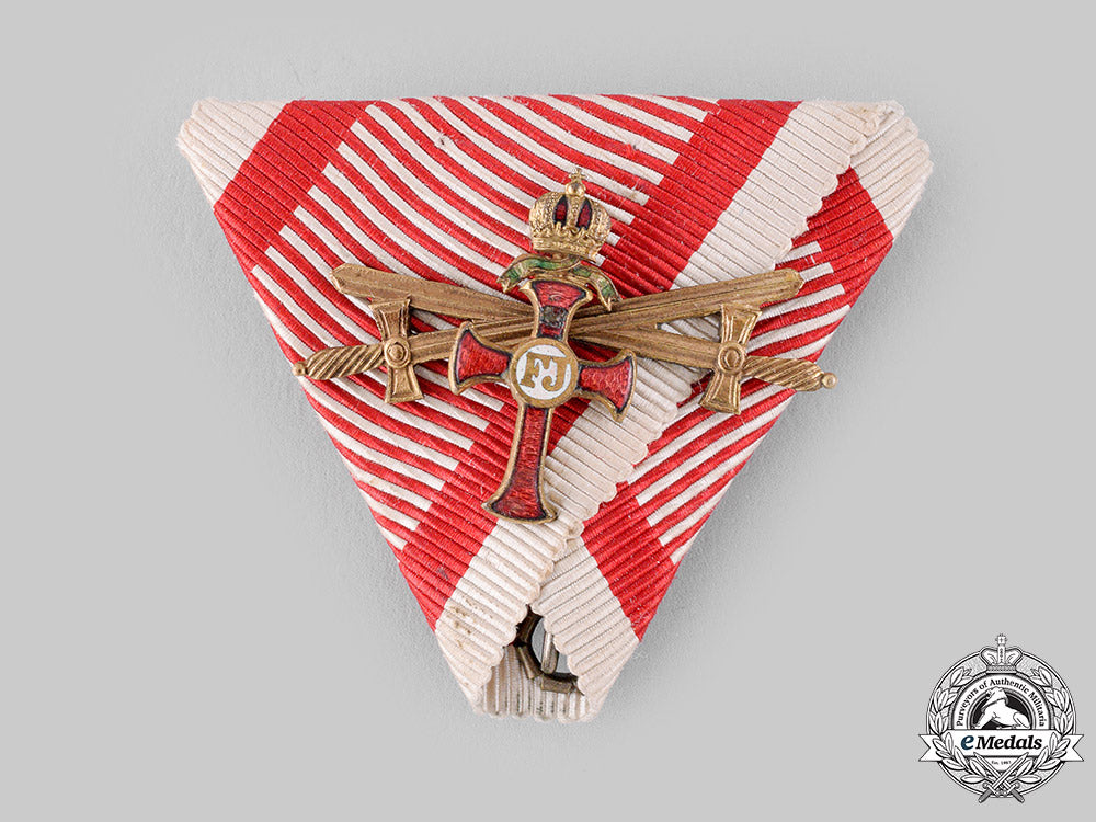 austria,_imperial._a_franz_joseph_order_ribbon_with_small_decoration_to_the_officer's_cross&_swords(_collectors_copy)_m19_20045_1