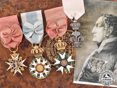 France, Napoleonic Kingdom. Four Royal Awards To D’agon De La Contrie, Commander Of Phalsbourg 1816-1830.