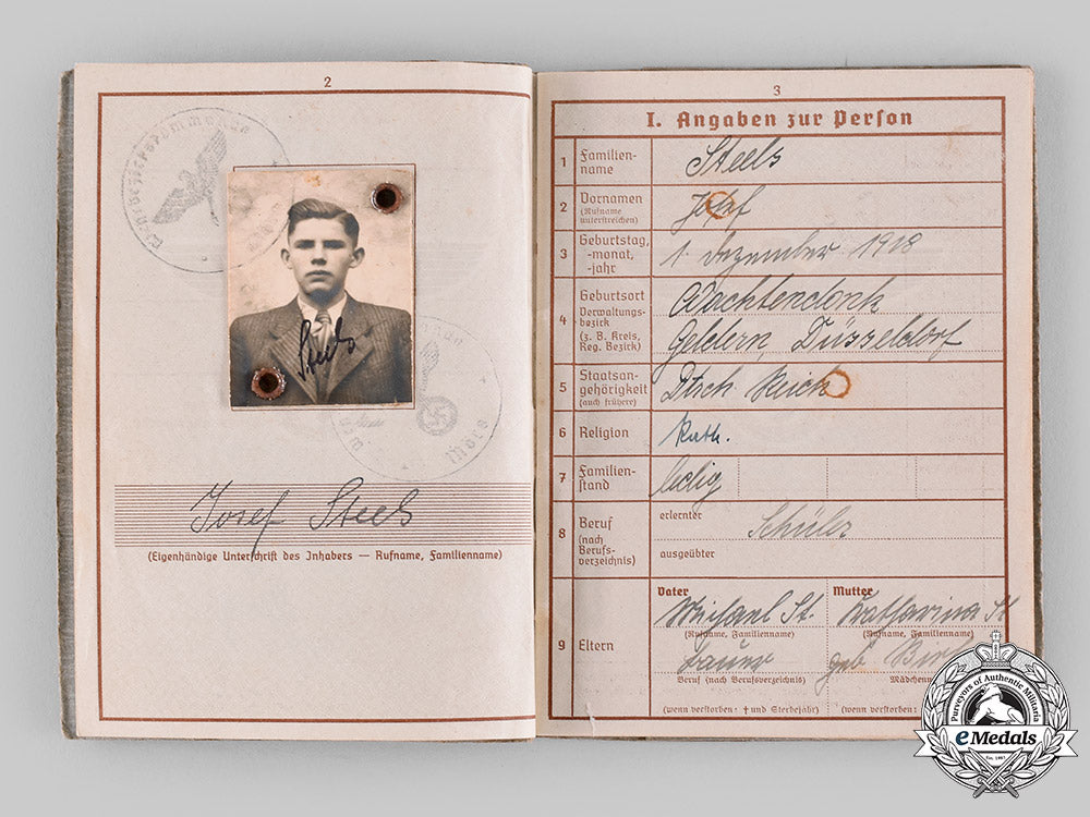 germany,_heer._a_wehrpaß_to_heer_obergefreiter_josef_steels,_kia_on_the_eastern_front_m19_21015