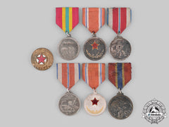 Korea, Democratic People's Republic. Six Medals & One Cap Badge