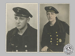 Germany, Kriegsmarine. Two Period Studio Portraits Of A Sailor (Minesweeper)