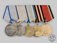 Russia, Soviet Union. A Second War Veteran's Bravery & Caucasus  Service Medal Bar