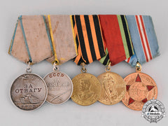 Russia, Soviet Union. A Second War Veteran's Bravery Medal Bar