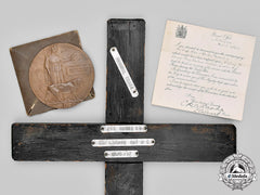 United Kingdom. A Rare Field Burial Cross & Memorial Plaque, 9Th Battalion Lincolnshire Regiment