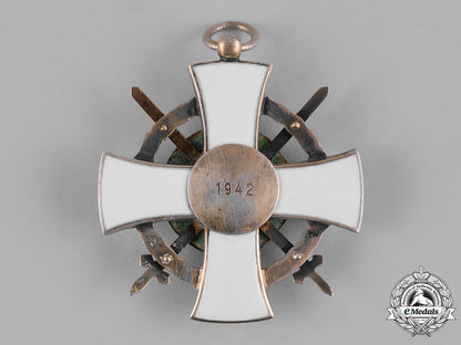 hungary,_regency._an_order_of_the_holy_crown,_v_class_knight's_badge_with_war_decoration&_swords1942_m19_2250