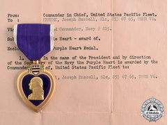 United States. A Purple Heart To Seaman Krenek, Wounded During Roi Island Attack, February 12, 1944