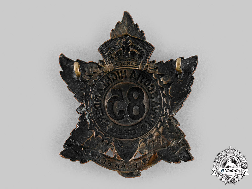 canada,_cef._an85_th_infantry_battalion"_nova_scotia_highlanders"_glengarry_badge,_c.1915_m19_23110