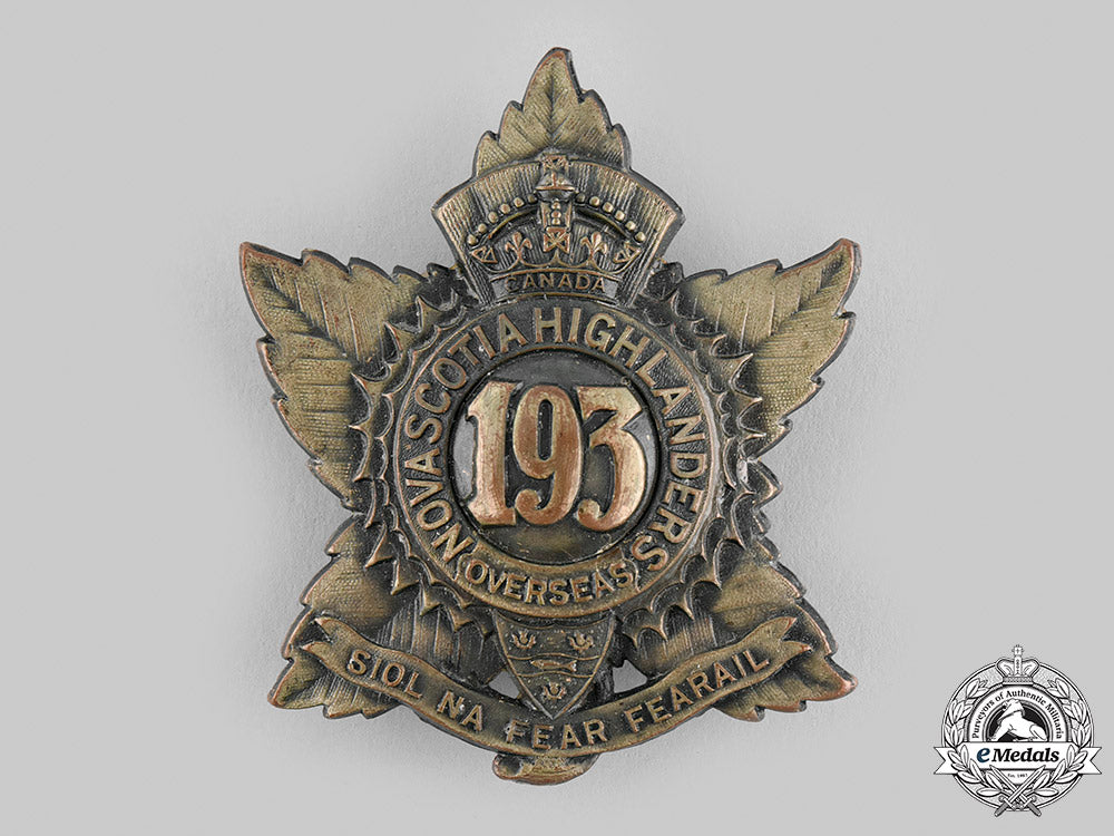 canada,_cef._a193_rd_infantry_battalion"_nova_scotia_highlanders"_glengarry_badge,_c.1916_m19_23115