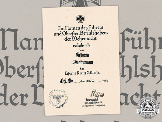 germany,_luftwaffe._an_iron_cross_ii_class_award_document_to_gefreiter_strathmann_m19_2491