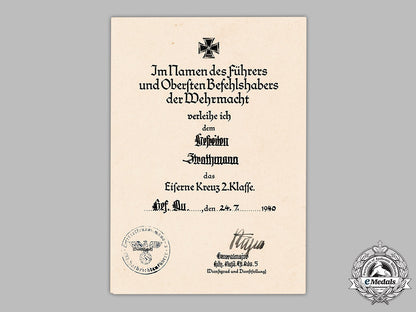 germany,_luftwaffe._an_iron_cross_ii_class_award_document_to_gefreiter_strathmann_m19_2492