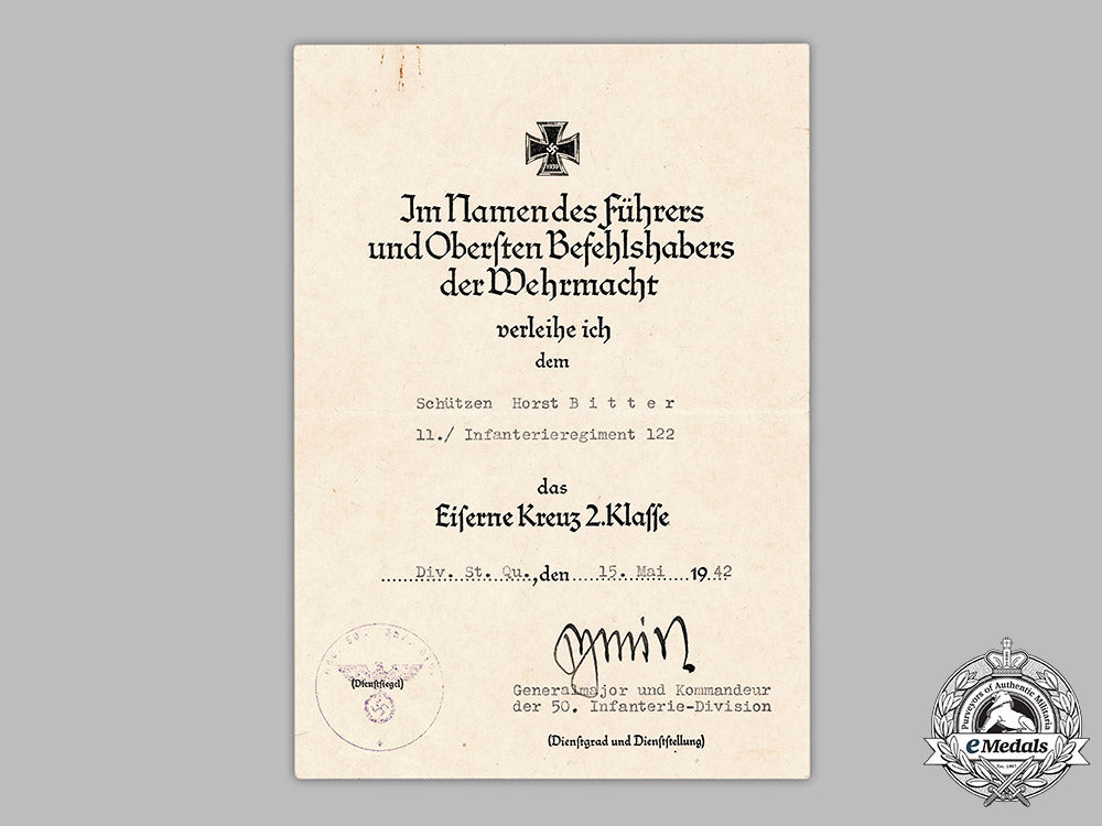 germany,_heer._a_collection_of_award_documents_to_infantry_soldier_horst_bitter(_ek2,_krimschild)_m19_2495