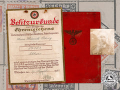 Germany, Nsdap. A Golden Party Badge Document & Membership Book, 1936